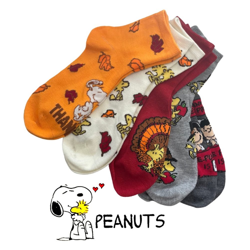 🍁🍂HOST PICK! 🍂 NWT Peanuts Fall Sock Set Snoopy Thanksgiving Leaves Size 4-10